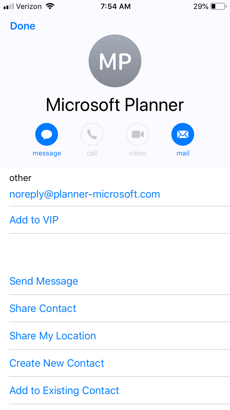 Microsoft Planner phishing attempt